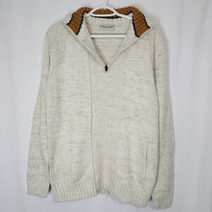 Hudson & Barrow Gentlemen's‎ Outfitters Sweater L Fisherman Knit Half Zip Cream